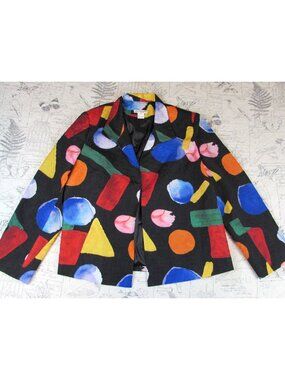 NEW Grace Chuang Bright Bold Multicolor textured open front Jacket womes 3XL